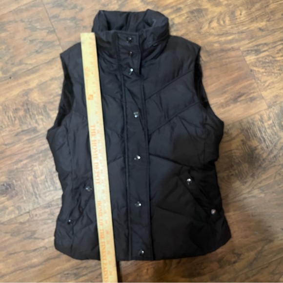 Esprit Y2K brown puffer vest pockets high neck, hidden hood, button/zip close, M - Picture 6 of 16